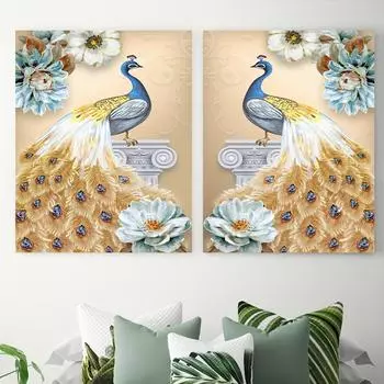 Абстрактные цветы павлин животное постер и принты настенные картины холст живопись для гостиной домашний декор 20x30cm