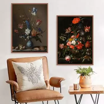 Абстрактные цветы розы картина маслом ботанические настенные художественные постеры современная флористика художественная картина гостиная украшение дома без рамки 21*30cm No Frame