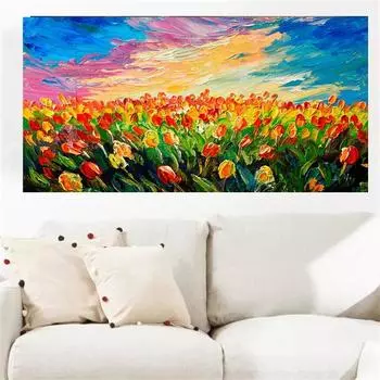 Абстрактные цветы Ван Гог Подсолнух Холст Картина Скандинавские настенные художественные картины Плакаты и принты Гостиная Домашний декор Без рамки Без рамки 20*40cm