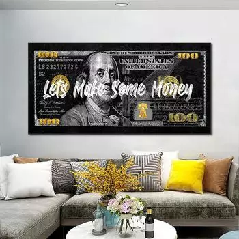 Абстрактные деньги доллар холст картина современный постер настенная живопись для гостиной Cuadros Home Decor HD печать без рамки 20x40cm