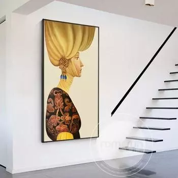 Абстрактные египетские стильные сексуальные женские картины на холсте, красота, печать плакатов, современная золотая фигура, настенное искусство для прохода в отеле, гостиной 21*30cm