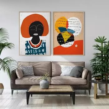 Абстрактные фигурки африканских женщин, современная картина на холсте, этноплакаты, современные афро-лица, настенные художественные фотографии, украшение для дома без рамки 21*30cm