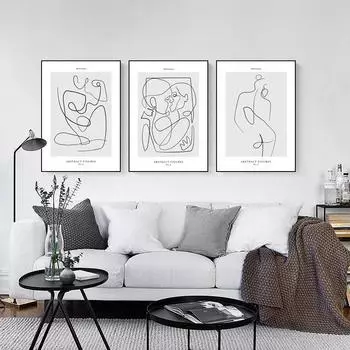 Абстрактные фигуры, линии, холст, картины, современный минималистский настенный арт, постеры и принты, эстетические картины для гостиной, домашнего декора 21x30cm No Framed