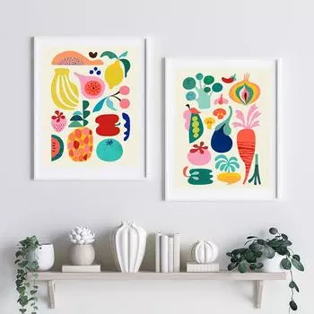Абстрактные фрукты и овощи, минималистичная настенная живопись маслом, скандинавский постер 21cm30cm NoFrame