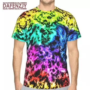 Абстрактные футболки для мужчин с 3D-цветным принтом в стиле тай-дай в стиле хип-хоп, повседневные, свободные, с короткими рукавами, футболки большого размера, уличные топы в стиле Харадзюку S красный