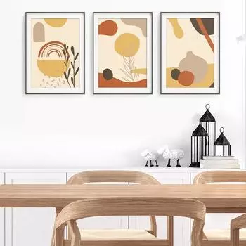 Абстрактные геометрические ботанические терракотовые плакаты и печать на холсте, настенные художественные фотографии, домашний декор для гостиной, без рамки 21cm30cm No Frame