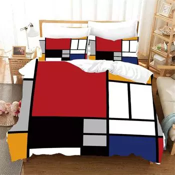 Абстрактные геометрические черно-белые линии, прямоугольник, комплекты постельного белья из 3 предметов, комплект пододеяльников для односпальной двуспальной кровати и наволочка из 2 предметов 135x200 cm