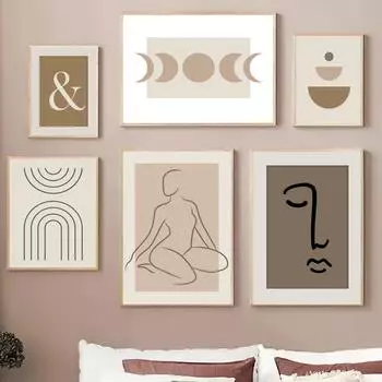 Абстрактные геометрические фигуры, линии, радуга, лицо женщины, рука, холст, живопись и принты, настенные художественные картины для гостиной, домашний декор 21X30cm No Frame