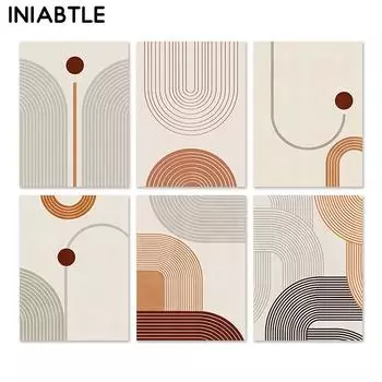Абстрактные геометрические линии, скандинавские постеры и принты, настенная живопись на холсте, настенные картины для гостиной, домашний декор 21cm30cm NoFrame