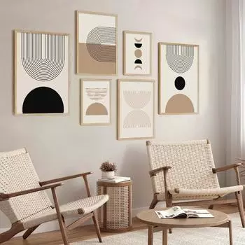 Абстрактные геометрические линии точки бежевый холст картины постеры настенные художественные печати фотографии спальня гостиная интерьер домашнее украшение 21x30cm No Framed