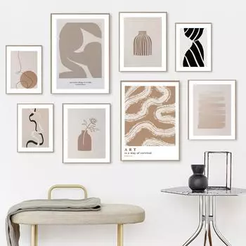 Абстрактные геометрические линии ваза скандинавия холст живопись настенное искусство скандинавские постеры и принты настенные картины для декора гостиной 21x30cm No Framed
