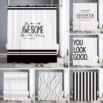 Абстрактные геометрические линии занавеска для душа с буквенным принтом черно-белая занавеска для душа простая скандинавская занавеска для ванной комнаты декор ванной комнаты 90x180cm