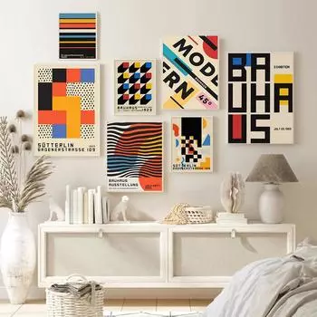 Абстрактные геометрические настенные художественные постеры на скандинавскую тему и принты, Галерея Баухаус, выставка, холст, картина, Декор, фотографии для гостиной 21x30cm No Frame
