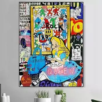Абстрактные граффити, художественные постеры, принты, картина принцессы королевы на холсте, уличные поп-картины для домашнего декора стен, фрески для гостиной 21x30cm No Framed