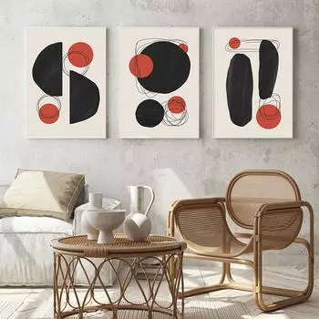 Абстрактные графические фигуры, постер, скандинавская картина на холсте, современная картина для декора гостиной, черно-оранжевая текстура, настенный художественный принт 21cm30cm NoFrame