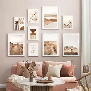 Абстрактные иллюстрации постер Эстетическое богемное искусство Природа Пейзаж Настенная живопись на холсте Печать Картины Шикарный дизайн A4 21x30cm No Frame