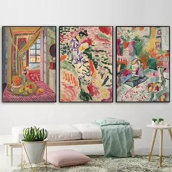 Абстрактные интерьерные фонографические постеры и принты Анри Матисса, холст, картина для молодой девушки, фовистическое искусство, винтажные картины, домашний декор 21x30cm No Framed