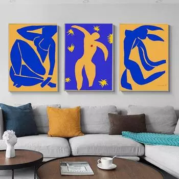 Абстрактные картины Анри Матисса синего цвета, сексуальное тело, настенные художественные картины, холст, живопись, винтажные постеры и принты для декора гостиной 21cm30cm NoFrame