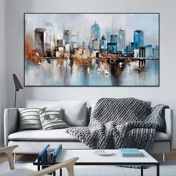 Абстрактные картины маслом городского пейзажа на холсте, настенные художественные постеры, печатные изображения для гостиной, домашний декор, без рамки, Cuadros 21*30cm