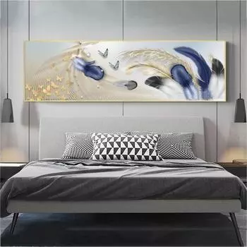 Абстрактные картины маслом с цветами, напечатанные на холсте, плакаты и принты с цветами и растениями для украшения гостиной без рамки 30x45cm Unframed синий