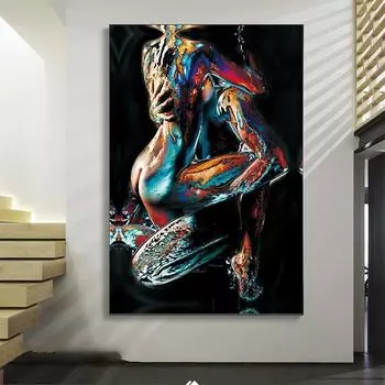 Абстрактные картины на холсте, современные граффити, любовники, сексуальные обнаженные постеры и принты, настенная художественная картина для декора гостиной, Cuadros 21x30 No Frame