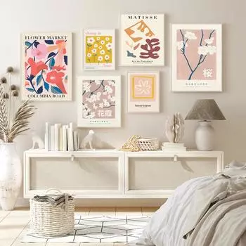 Абстрактные красочные цветочный рынок, Матисс, постеры и принты, Япония, Чили, Лима, настенная живопись на холсте, украшение для гостиной, дома 21x30cm No Frame