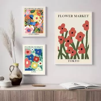 Абстрактные красочные цветочный рынок Матисс Япония настенная живопись на холсте плакаты на скандинавскую тему и принты настенные панно Декор в гостиную 21cm30cm NoFrame