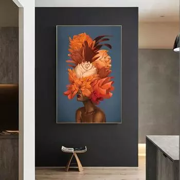 Абстрактные красочные цветы женщина холст картина девушки портретные постеры и принты Cuadros настенная картина для декора гостиной 20x30cm