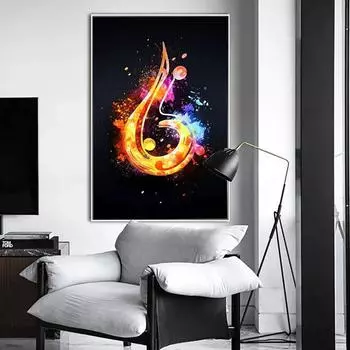 Абстрактные Красочные Инструменты Неоновая Музыка Символ Плакат и Печать Холст Картина Настенная Картина Для Скандинавской Комнаты Домашний Декор Подарок Без Рамки 21*30cm