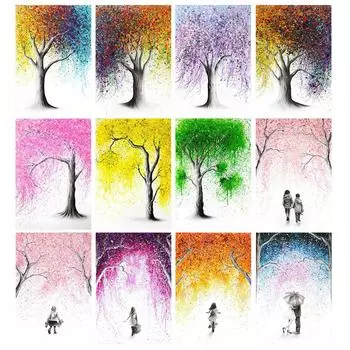 Абстрактные красочные картины маслом дерева, плакаты и гравюры, декоративное безрамное современное настенное искусство для гостиной 21cm30cm NoFrame