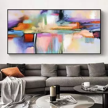 Абстрактные красочные картины на холсте, постеры и принты, Cuadros, настенная художественная картина для гостиной, украшения дома (Без рамки) 20x40cm Unframed