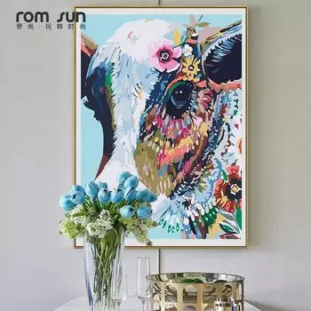Абстрактные красочные корова и тигр, холст, живопись, постеры, принт, уникальные настенные художественные картины для гостиной, спальни, детской комнаты, прохода 21cm30cm NoFrame