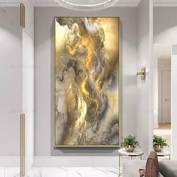 Абстрактные красочные облака холст картина золотой фиолетовый свет постеры и принты настенные панно для украшения гостиной Cuadros 20x40cm No Framed