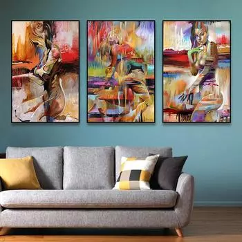 Абстрактные красочные сексуальные обнаженные женские постеры и принты современные настенные картины холст живопись для гостиной домашний декор 21x30cm No Framed