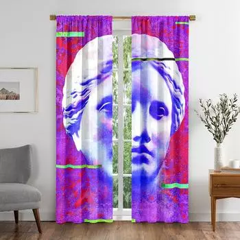 Абстрактные красочные скульптуры поп-арт занавески для окон для детей гостиная спальня ванная комната кухня декор двери крючки 2 шт на продажу W50 X H130(CM)X2&Hook