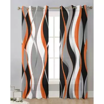Абстрактные линии градиент оранжевый тюль шторы для гостиной спальни прозрачные шторы на окна кухни балкона современные вуалевые шторы W135 x H115cm