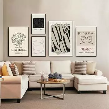 Абстрактные линии Матисс Пикассо Ретро постеры с принтом винтажная картина на холсте настенные художественные картины для интерьера гостиной домашний декор 21cm30cm NoFrame