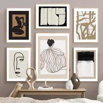 Абстрактные линии одежды, женские постеры на скандинавскую тему с грязной геометрией и принтом, настенная живопись на холсте, настенные картины, декор для гостиной A4 21X30cm No Framed