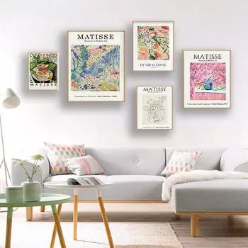 Абстрактные линии, постеры с принтом лица, холст, картина на спине, постеры в стиле бохо, постер Матисса, скандинавские настенные картины, декор для гостиной 20x30cm