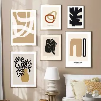 Абстрактные линии середины века, современные линии, скандинавская стена галереи, средневековое искусство, холст, живопись, постеры, печать, картины для декора гостиной, без рамки 21*30cm No Frame