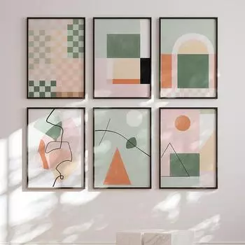 Абстрактные линии солнца и радуги цветные блоки геометрия настенная живопись холст картины постеры и принты картинки для гостиной домашний декор 21x30cm No Framed