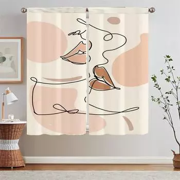 Абстрактные линии узор кухонные занавески подхваты для штор спальни затемняющие шторы для гостиной оконные шторы салон 2 шт жалюзи W50xH70cmx2pcs-CL