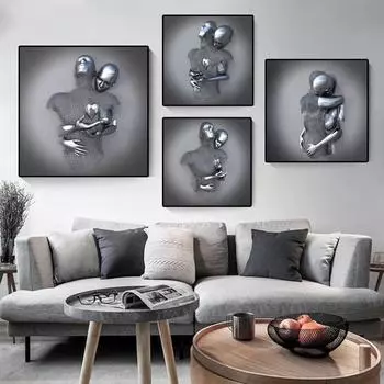 Абстрактные любители металлической скульптуры, художественные картины на холсте, современные постеры, принты, настенные художественные картинки для украшения гостиной, Cuadros 20X20cm Unframed