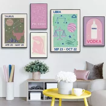 Абстрактные Матисс Пикассо Зодиак Астрология настенная живопись на холсте плакаты на скандинавскую тему и принты настенные панно для декора гостиной 21cm30cm NoFrame