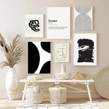 Абстрактные минималистичные простые линии настенное искусство домашний декор черно-белая картина на холсте современные постеры картинки для интерьера комнаты 21x30cm No Frame