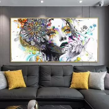 Абстрактные модные картины на холсте для девочек с цветочным узором на стене, художественные постеры и принты, современный домашний декор, картины для гостиной 20x40cm no frame