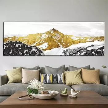 Абстрактные пейзажи с золотыми снежными горами, холст, живопись, постеры и принты, настенные художественные картины для гостиной, домашний декор, без рамки 20*40cm