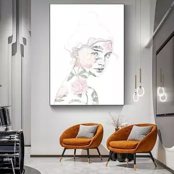 Абстрактные пионы глицинии девушка холст фреска гостиная коридор спальня украшение дома искусство живопись без рамки 21*30cm No Frame