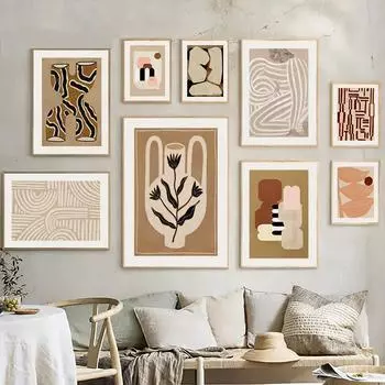 Абстрактные Пижамные женские постеры принты Бохо-линия Геометрическая ваза Картина на холсте Современное настенное искусство Гостиная Внутреннее украшение для комнаты Дома 21x30cm No Framed