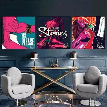 Абстрактные поп-арт любовники обнаженное тело холст картины сексуальные обнаженные женщины мужчины плакаты и принты настенные художественные картинки для бара Декор спальни 20x20cm Unframed